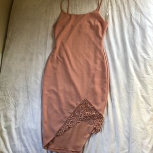 Medium pink dress with flower sequences